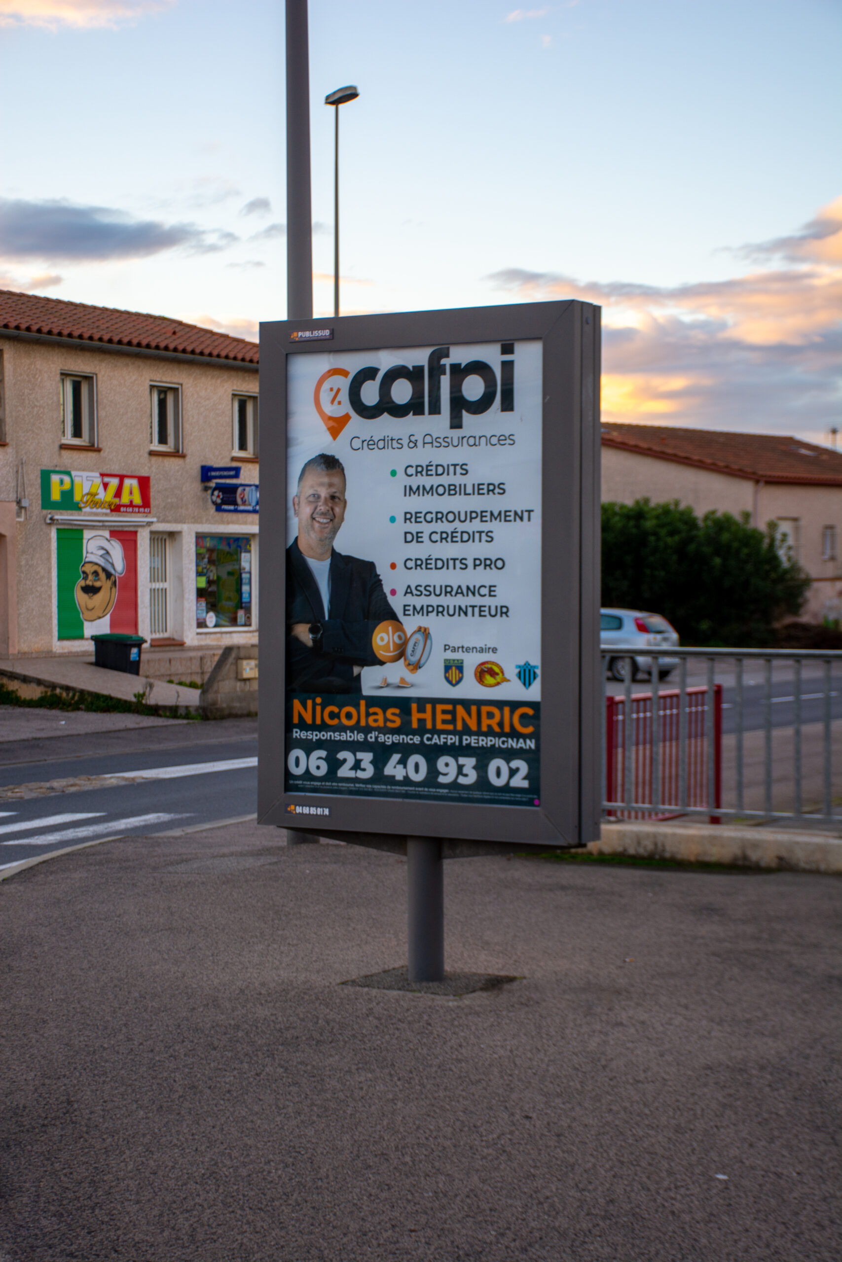 panneau publicitaire pour cafpi à Sainte-Marie la mer